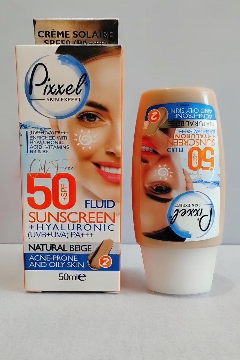 ضدآفتاب فلوئیدی رنگ بژ طبیعی پیکسل مخصوص پوست چرب و جوش دار